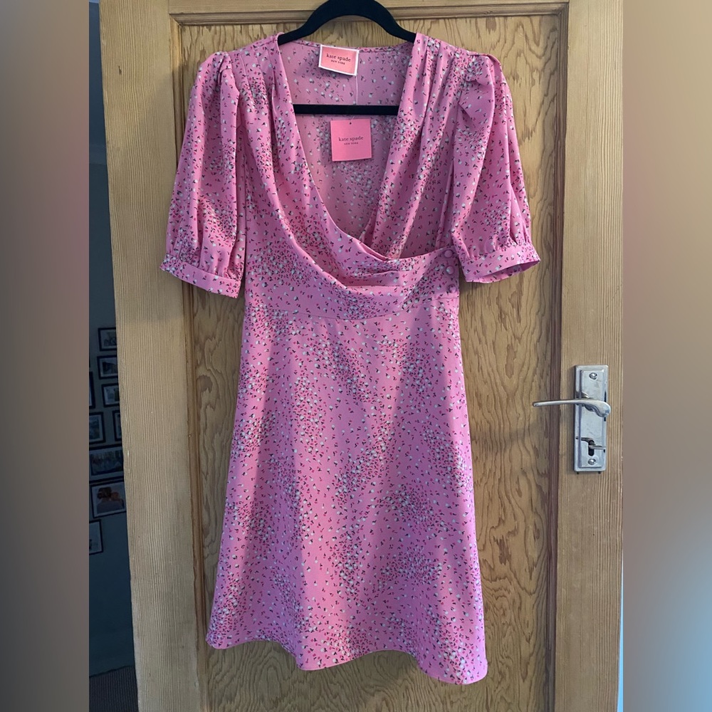 NWT Pink, Kate Spade faux wrap mini dress - Picture 1 of 4